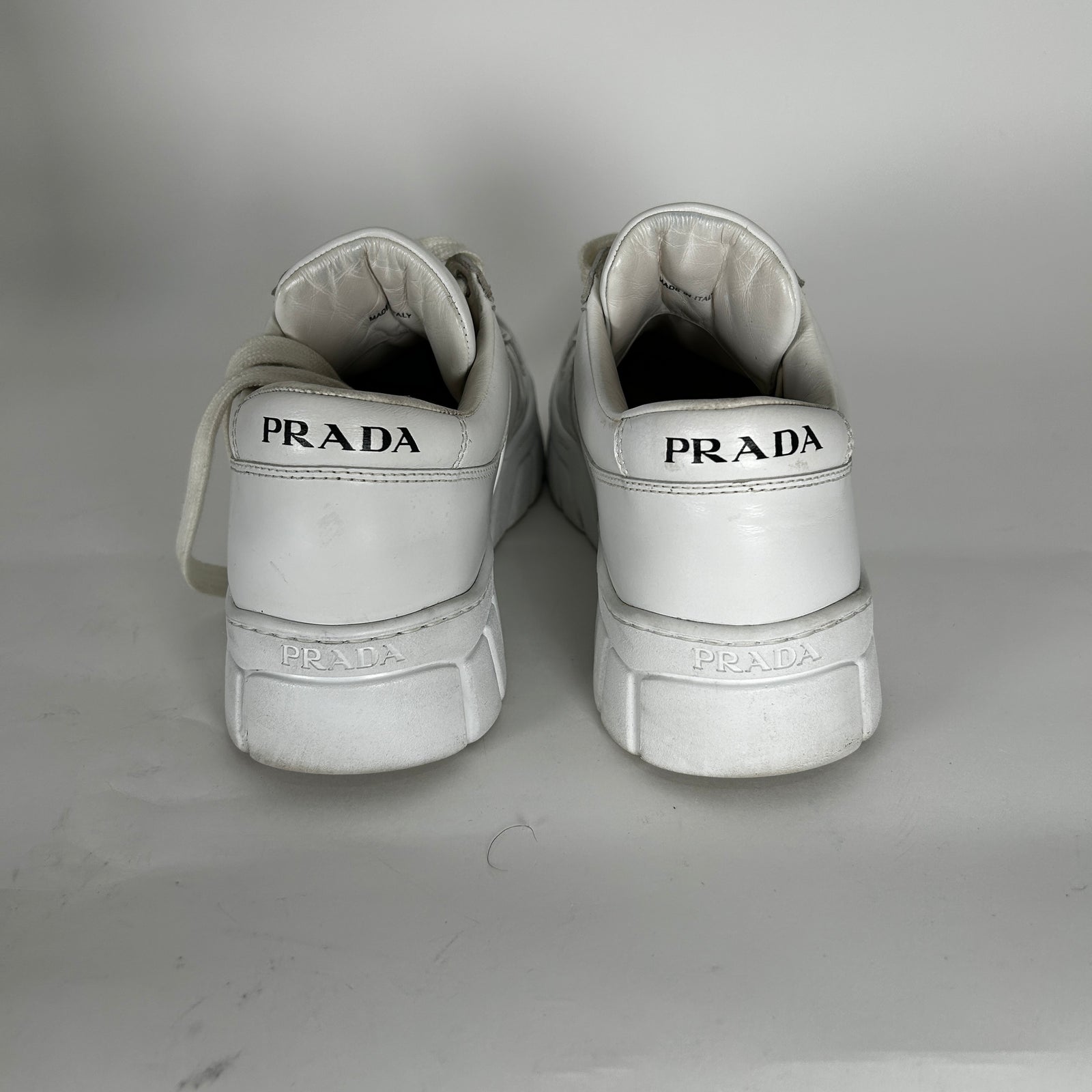 Prada Plaque White Sneaker Size 5