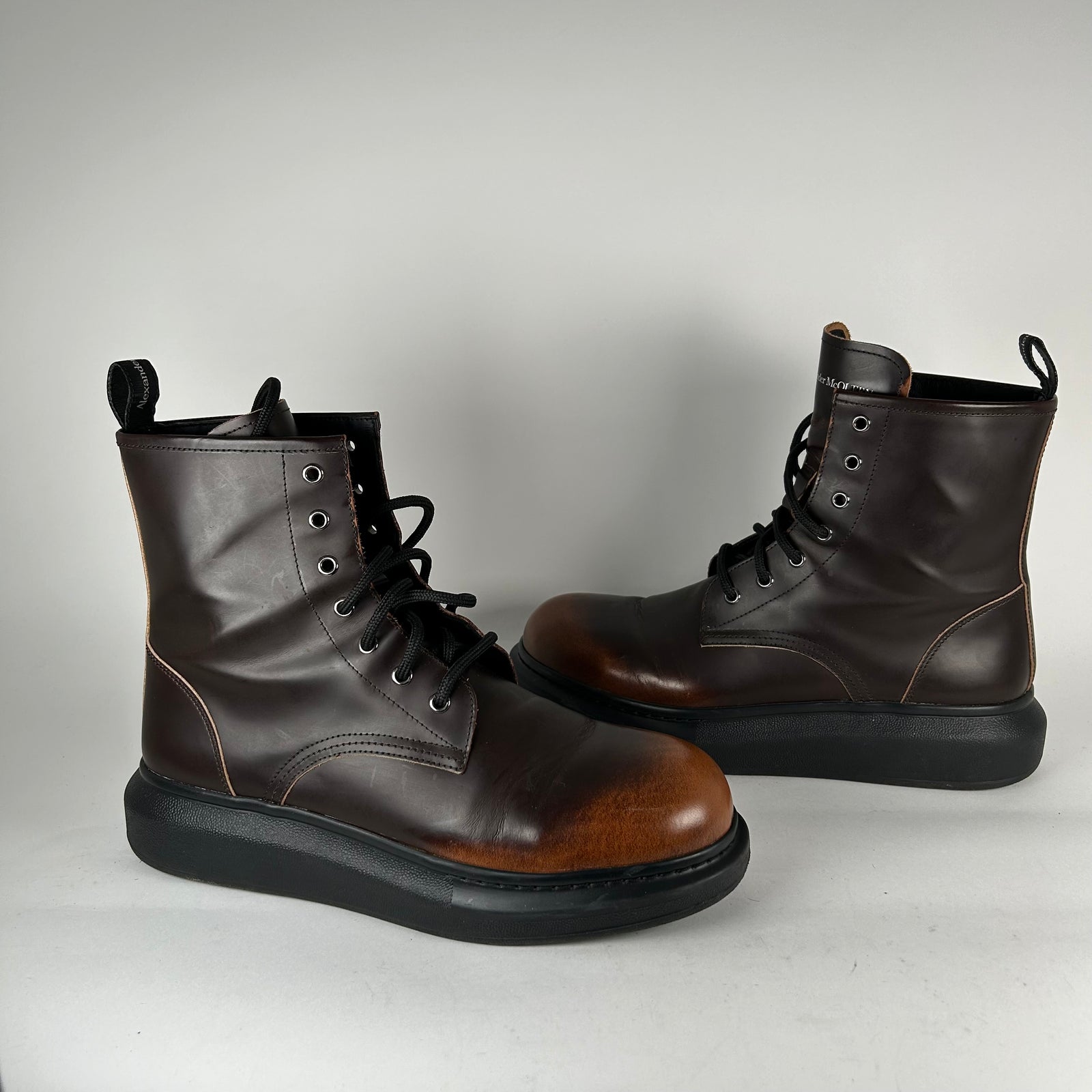 Alexander Mcqueen Brown Leather Boots Size 42