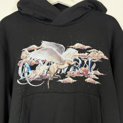 Amiri Black Pegasus Script Hoodie Size L