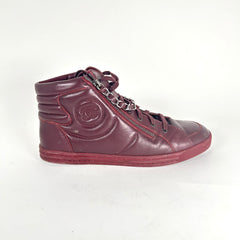 Chanel Burgundy 'CC' Lambskin Hightop Sneakers Size 43