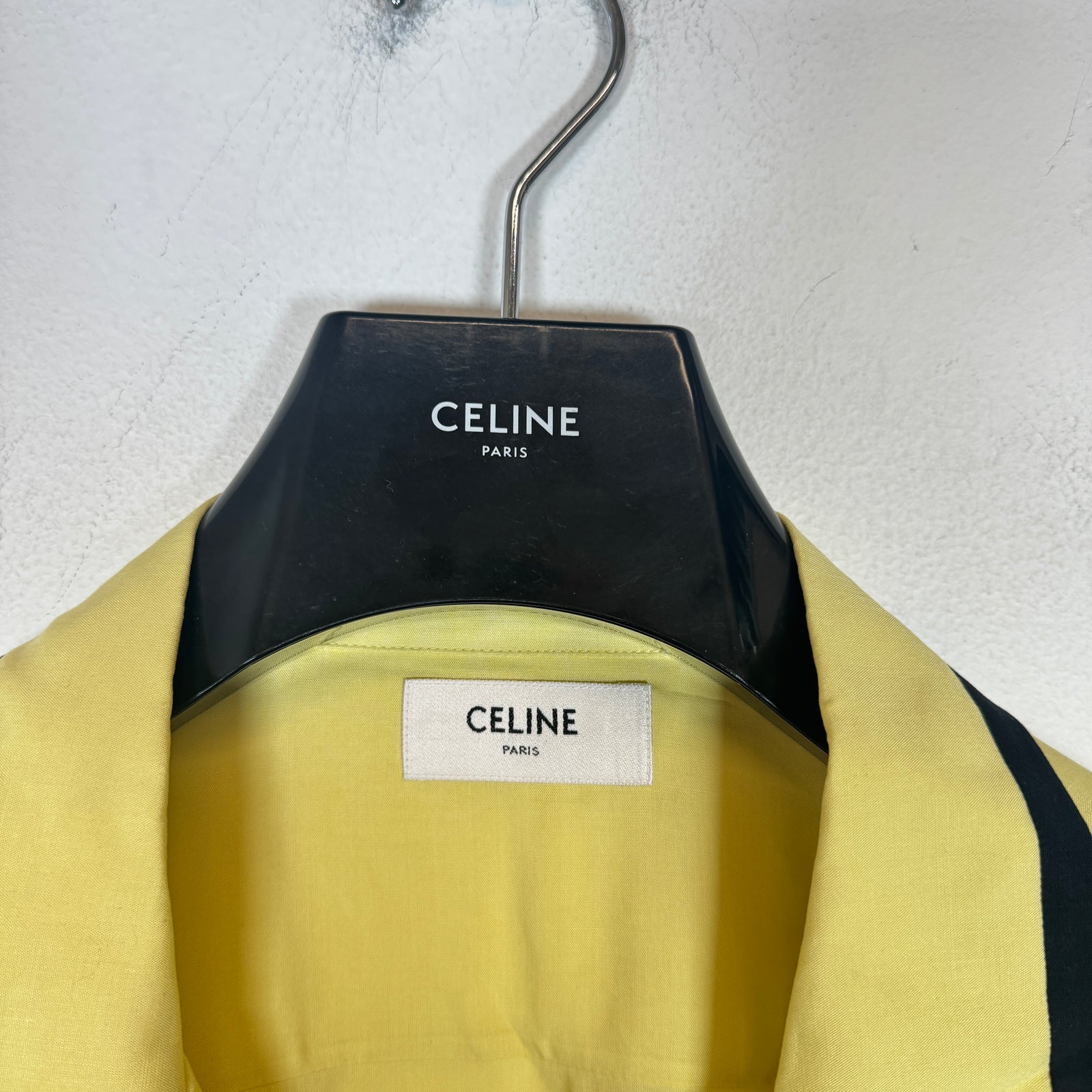 Celine Yellow Viscose Bowling Shirt Size XL