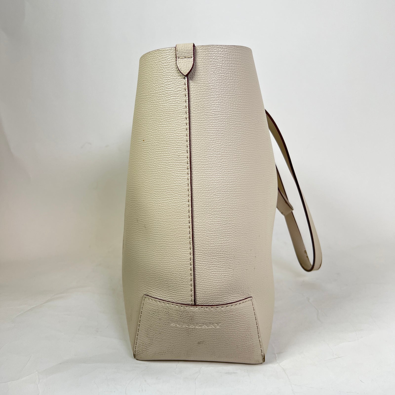 Burberry Tan Calfskin Crest Embossed Small Tote Bag