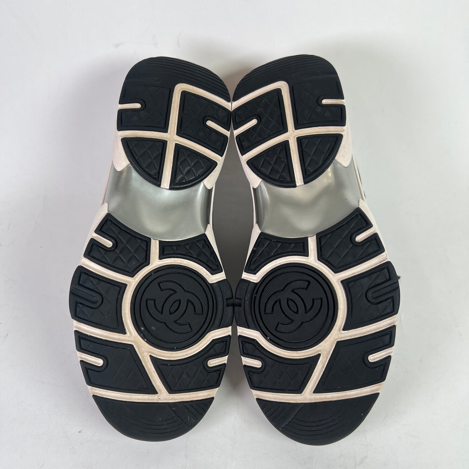 Chanel Grey/Pink Interlocking CC Runners