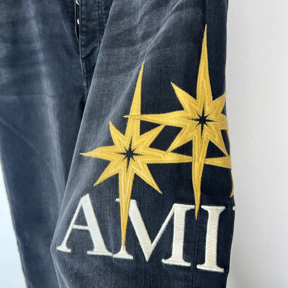 Amiri Black Starburst Applique Skinny Jeans Size 36
