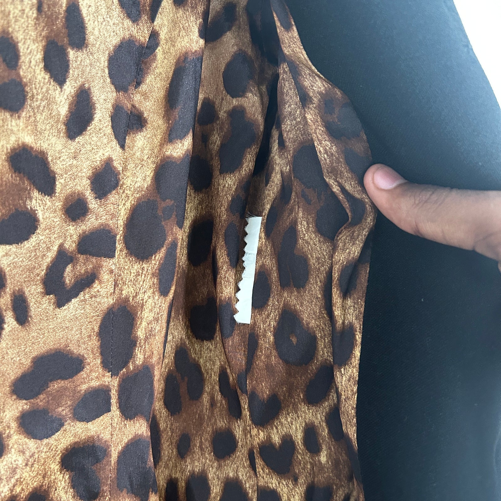 Dolce & Gabanna Black Cheetah Lined Trench Coat Size S