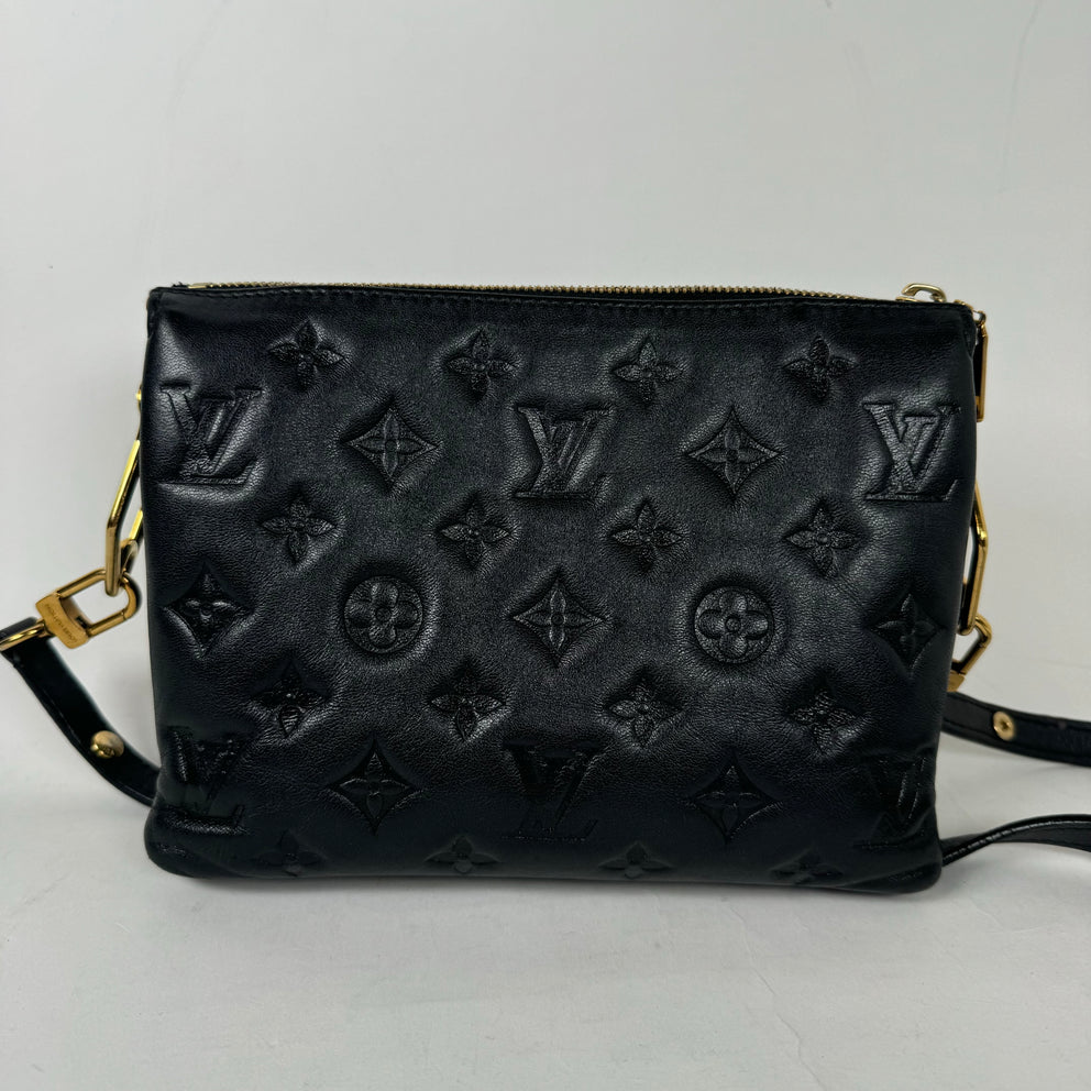 Louis Vuitton Black Lambskin Embossed Coussin BB Bag