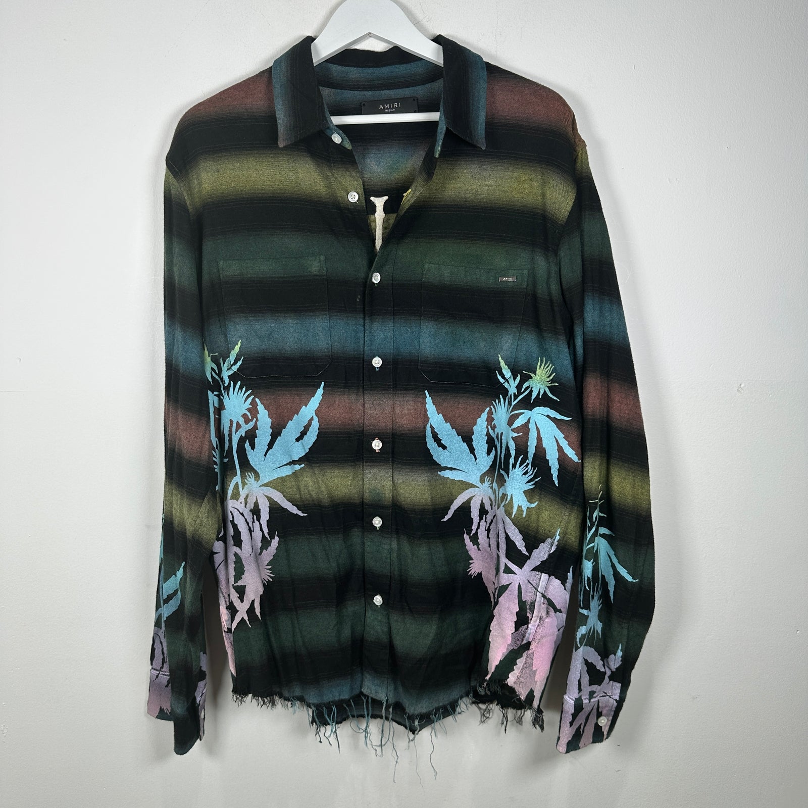 Amiri Striped 'Trees' Logo Flannel Shirt Size M