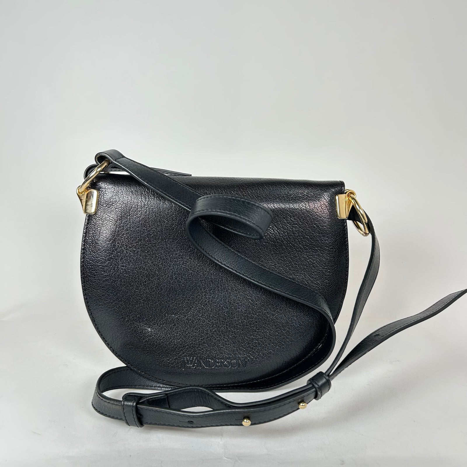 JW Anderson Black Leather Latch Crossbody Bag