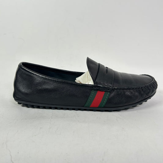 Gucci Black Nappa Leather Driving Loafers