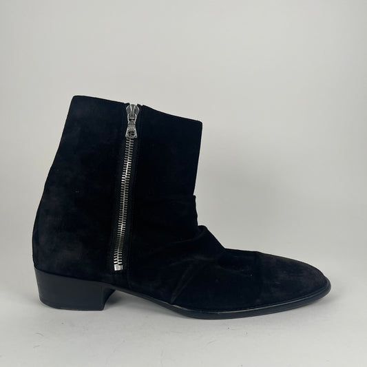 Amiri Folded Zipper Black Suede Boots Size 13