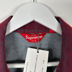 Supreme Flocked Denim Trucker Jacket Red Size L