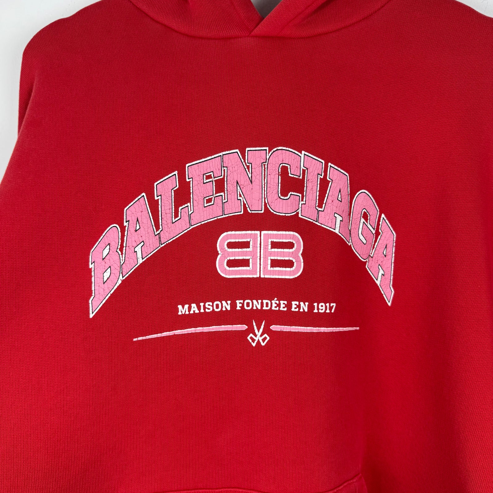 Balenciaga Red/Pink Maison Hoodie Size 3