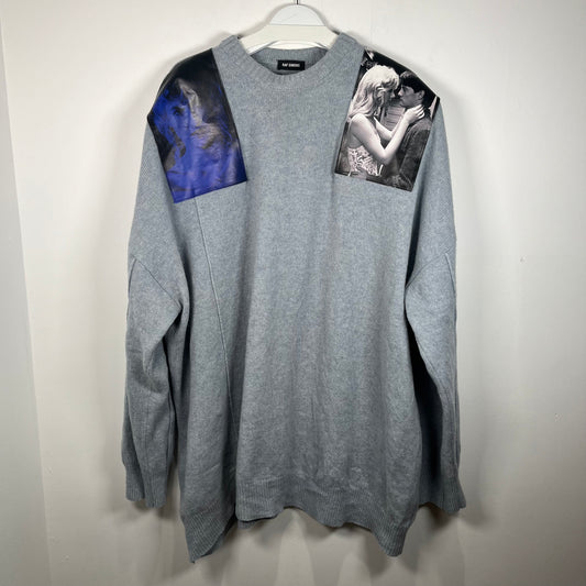 Raf Simons FW19 Grey Portrait Silhouette Knit Crewneck Size M