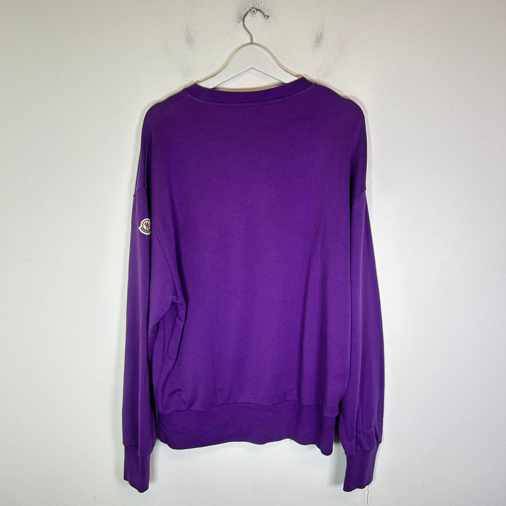 Moncer Purple Applique Patch Logo Crewneck