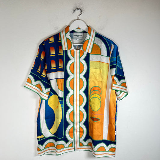 Casablanca Paysage Silk Button Up Short Sleeved Shirt Size S