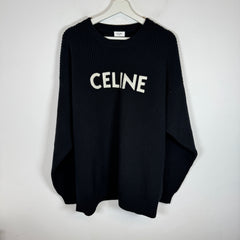 Celine Black Oversized Wool Knit Sweater Size L