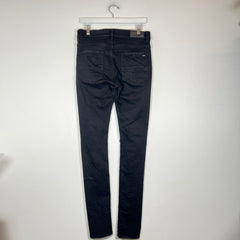 Amiri MX1 Black Metallic Silver Patch Skinny Jeans Size 32