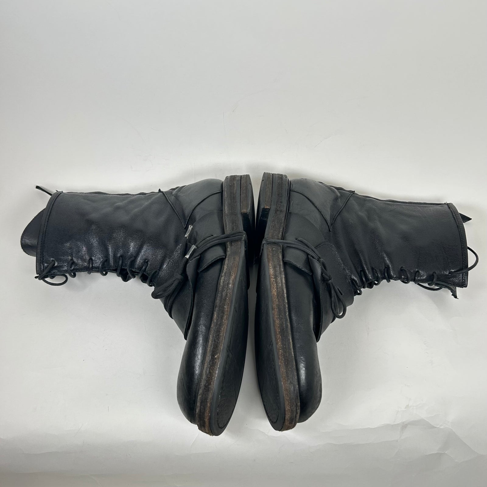 Ernesto Dolani Black Leather Lace Boots Size 10