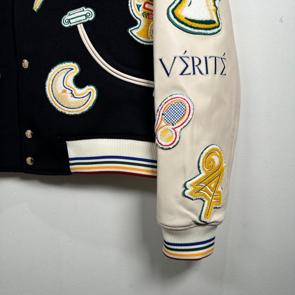 Casablanca 2024 Black 'Chenille' Embroidered Patch Varsity Jacket Size XL
