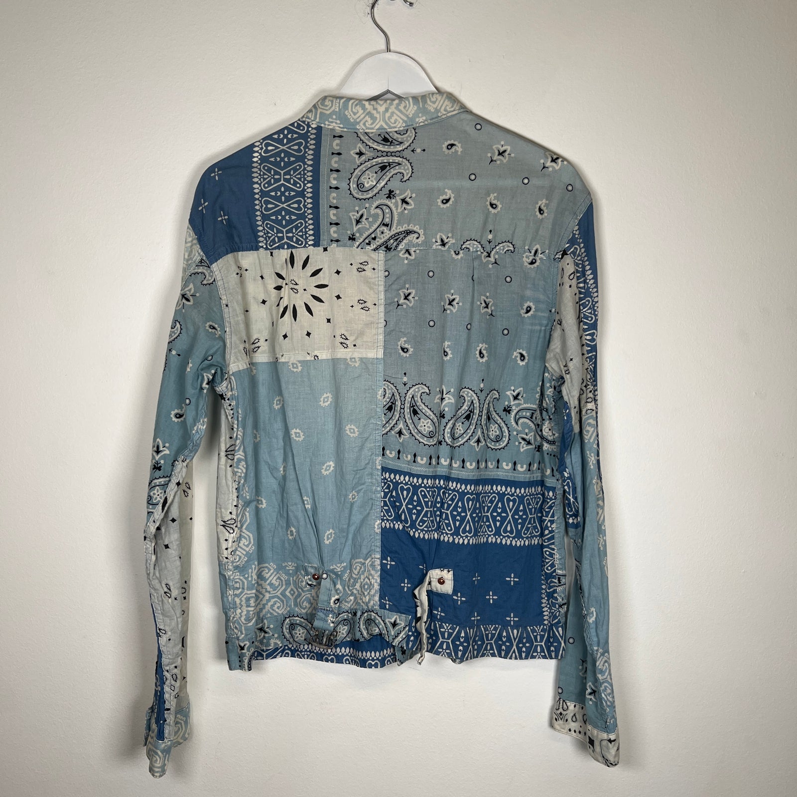 Kapital Blue Paisley Patchwork Shirt Size XL