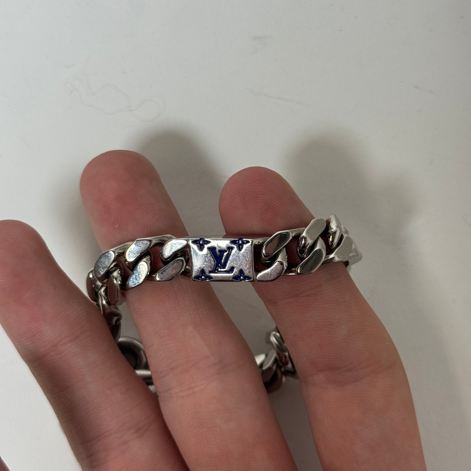 Louis Vuitton Silver Mosaic Bracelet Size 8