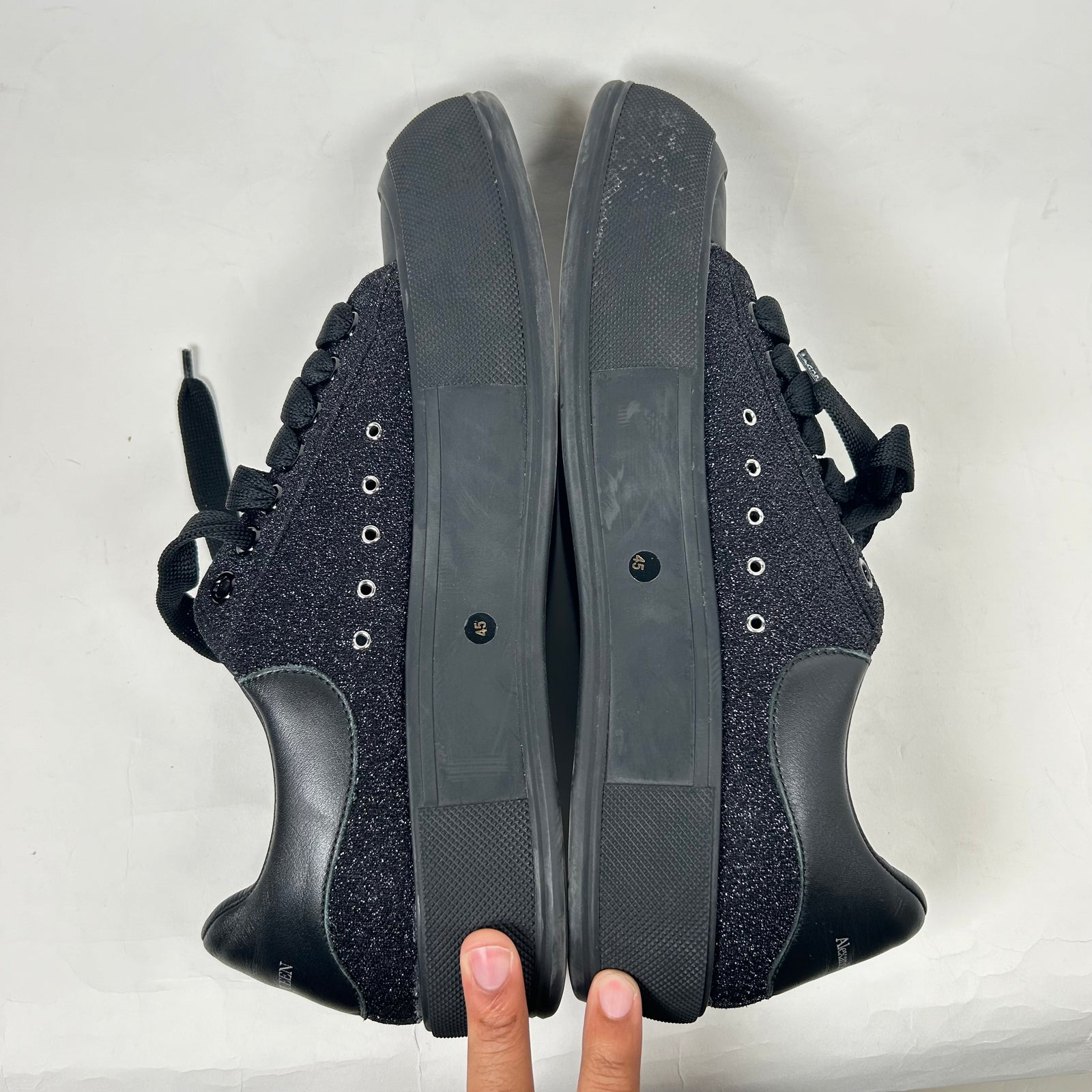 Alexander McQueen Black Glitter Low Sneaker Size 12