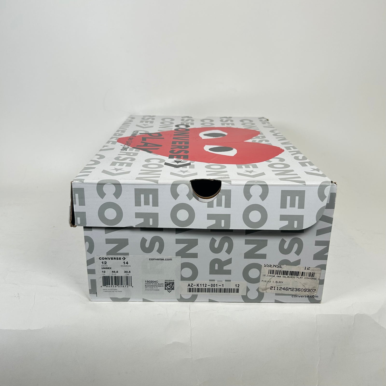CDG Play Black Heart High Top Converse Size 12
