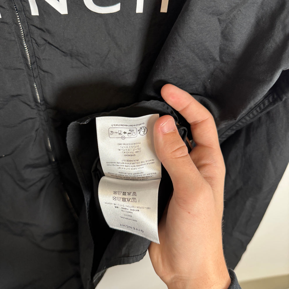 Givenchy Black Logo Zip-Up Shirt Size M