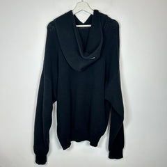 Essentials Black Knit Logo Hoodie Size XL