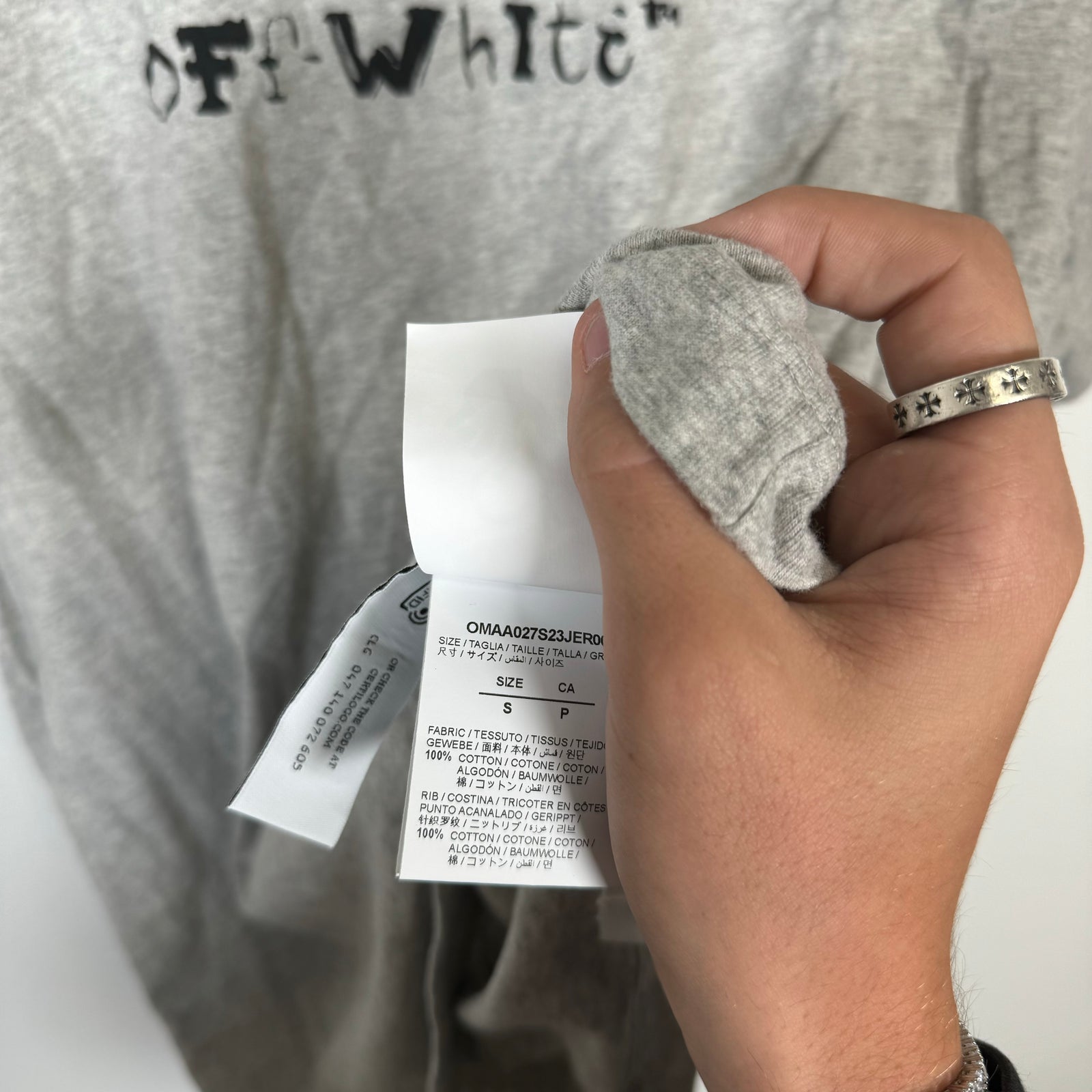 Off-White Grey Faces Tee Size S