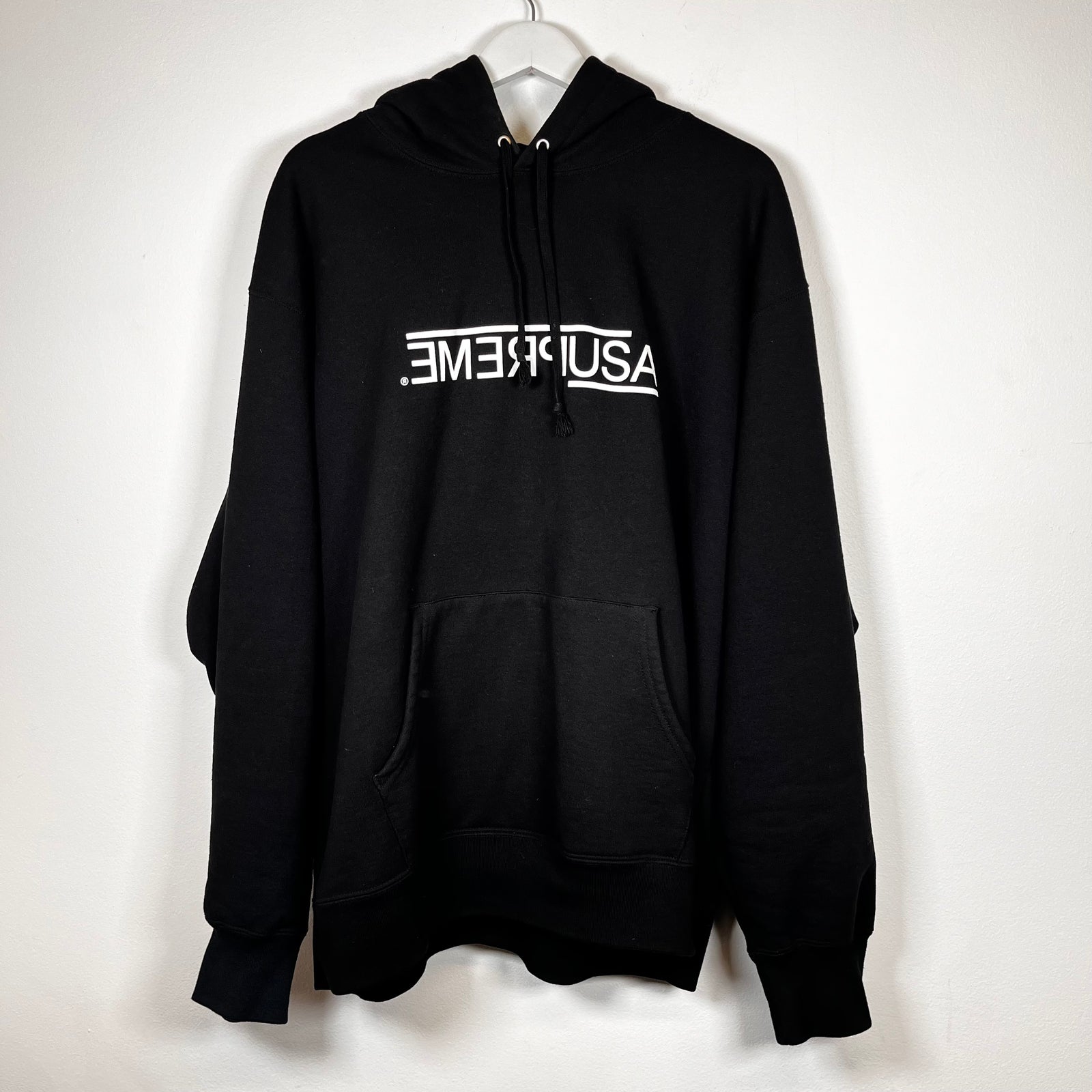 Supreme Black Mirrored Logo Hoodie Size XL