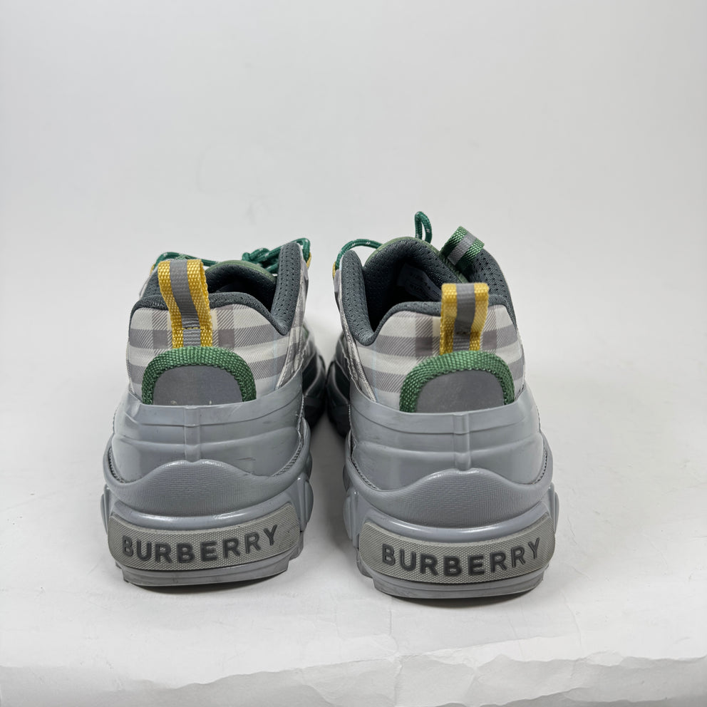 Burberry Grey/Green Check Arthur Sneaker Size 44