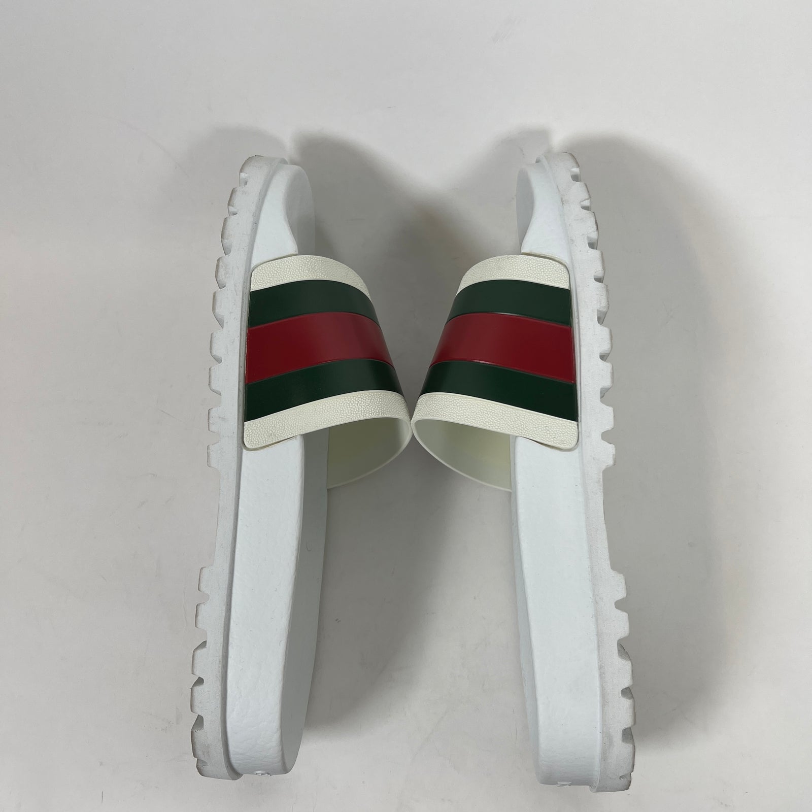 Gucci White Web Slide Sandals Size GG 10