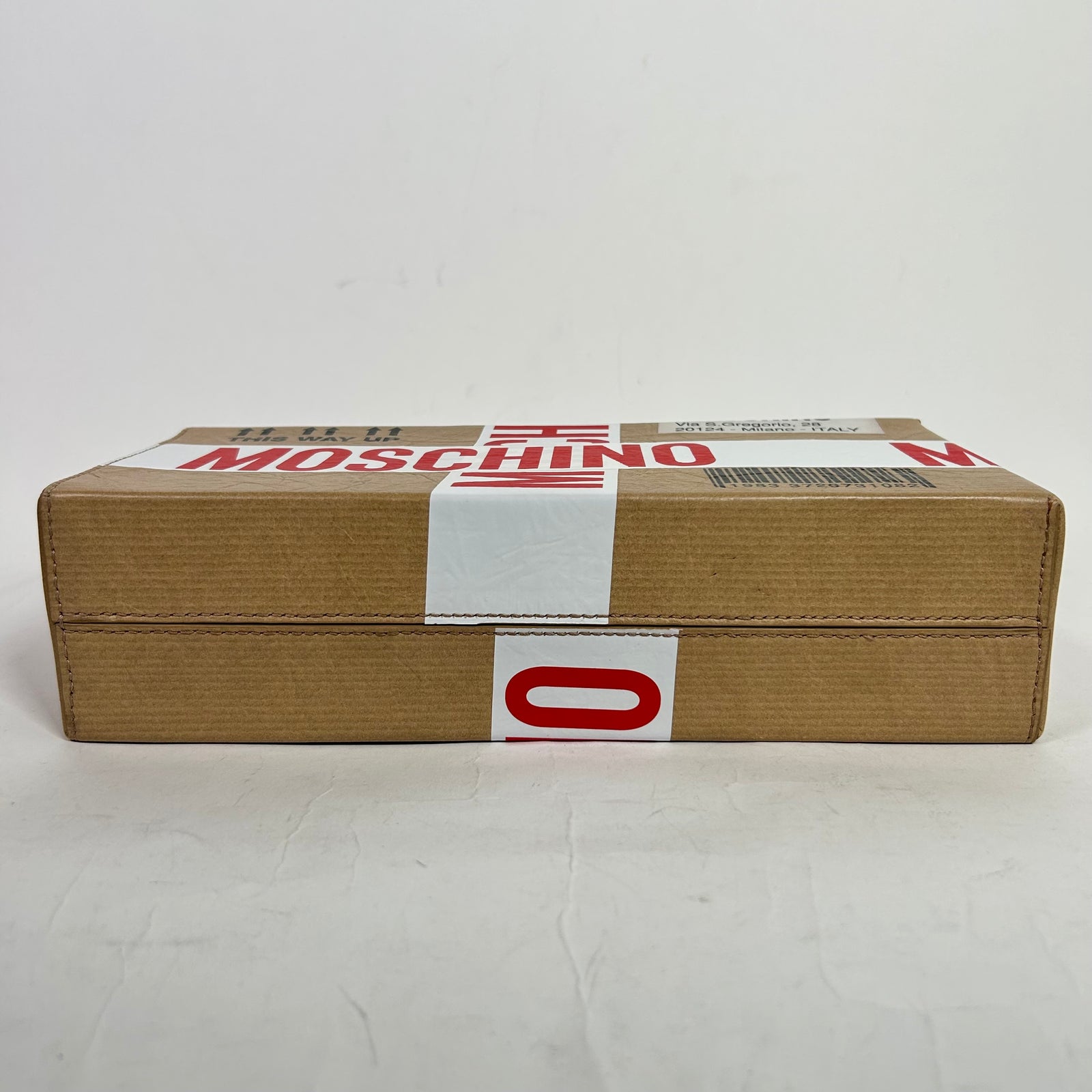 Moschino SS26 Shipping Box Clutch Bag
