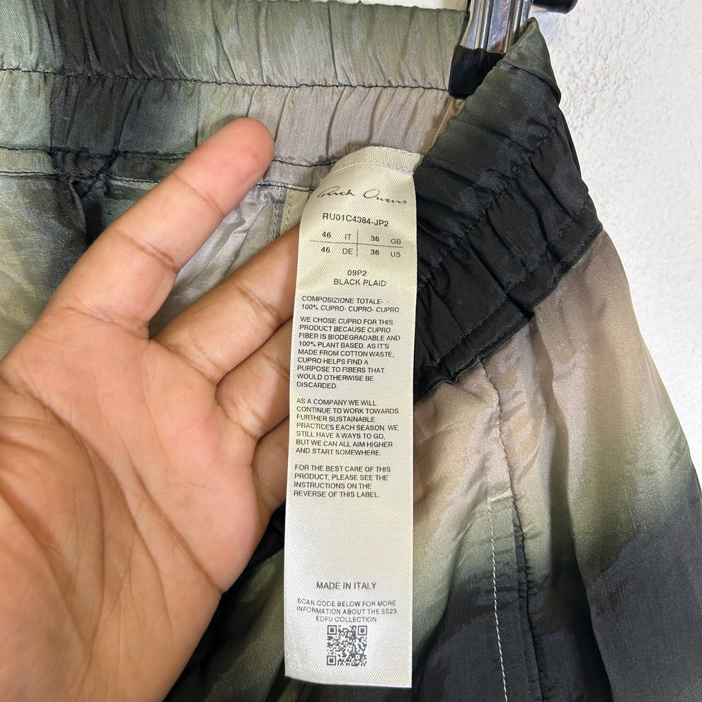Rick Owens EDFU SS23 Plaid Silk Shorts