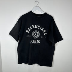 Balenciaga Black 'Paris' University T-Shirt Size M