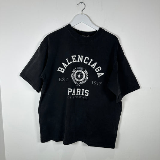 Balenciaga Black 'Paris' University T-Shirt Size M
