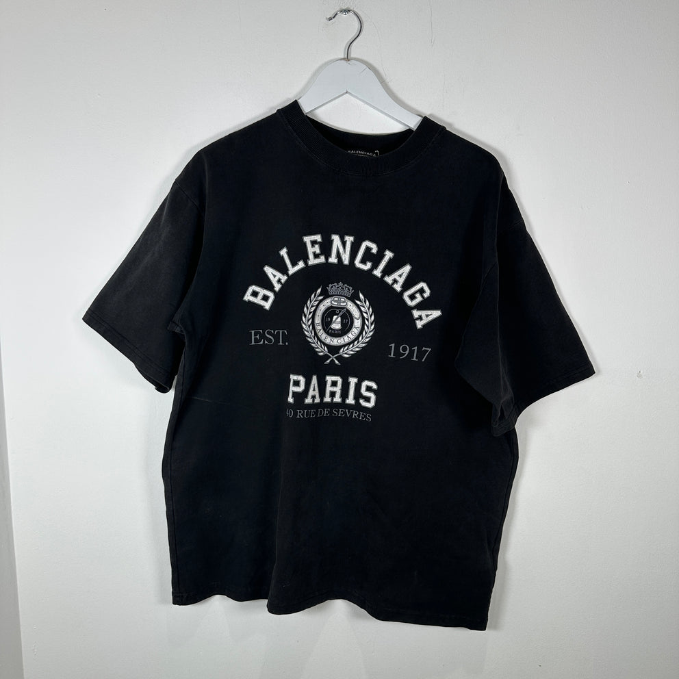 Balenciaga Black 'Paris' University T-Shirt Size M