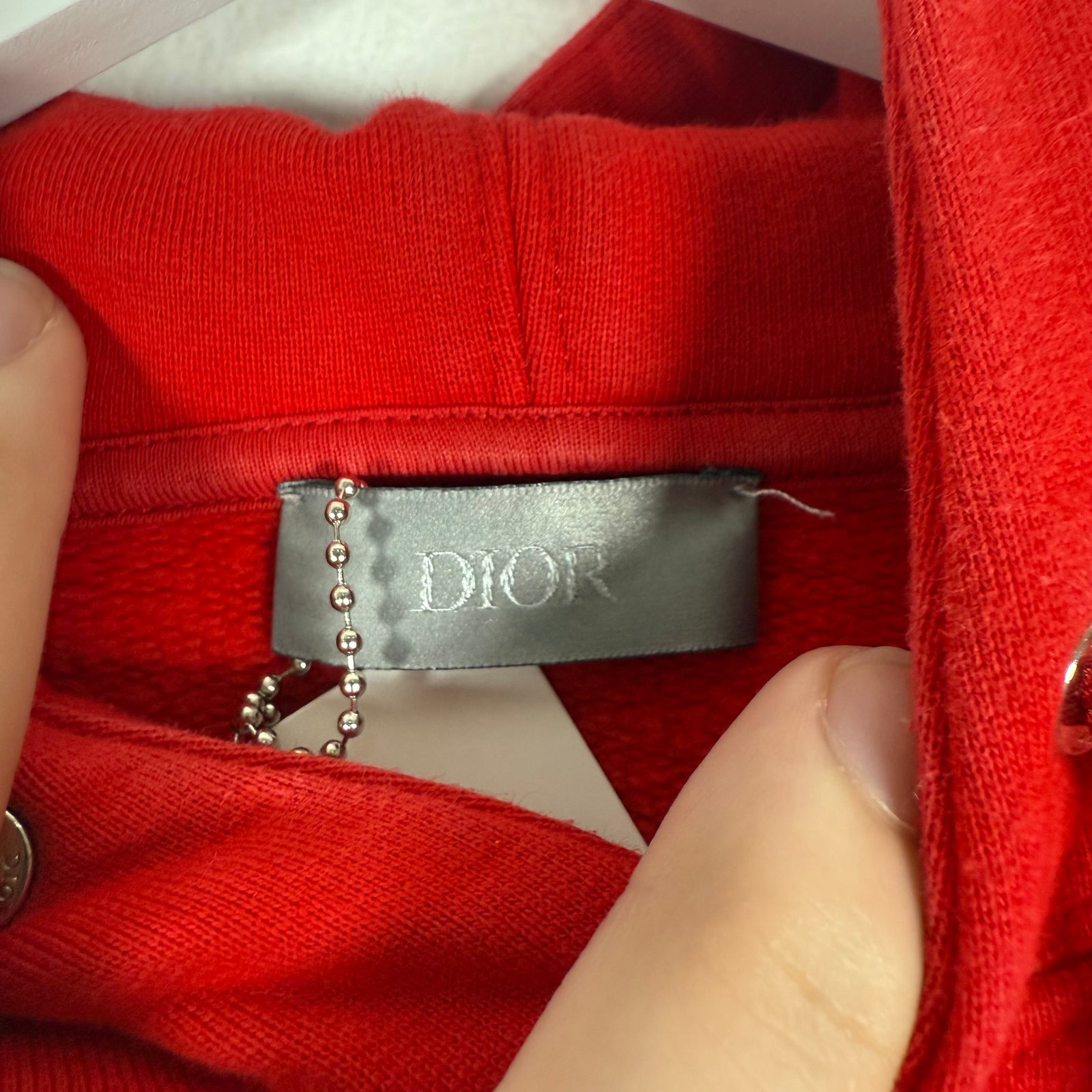 Dior Red 'CD' Logo Red Hoodie Size M