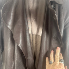 Giorgi Armani Brown Leather Trench Coat Size L
