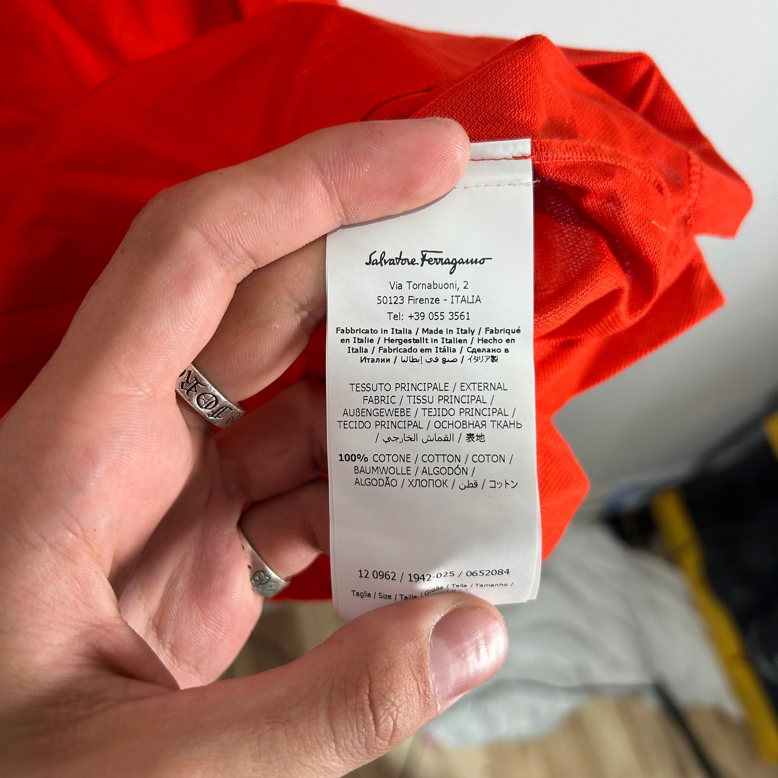 Ferragamo Orange Logo Pocket Polo Shirt Size S