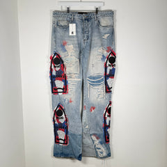 Who Decides War Red/Blue Mural Denim Jeans Size 36