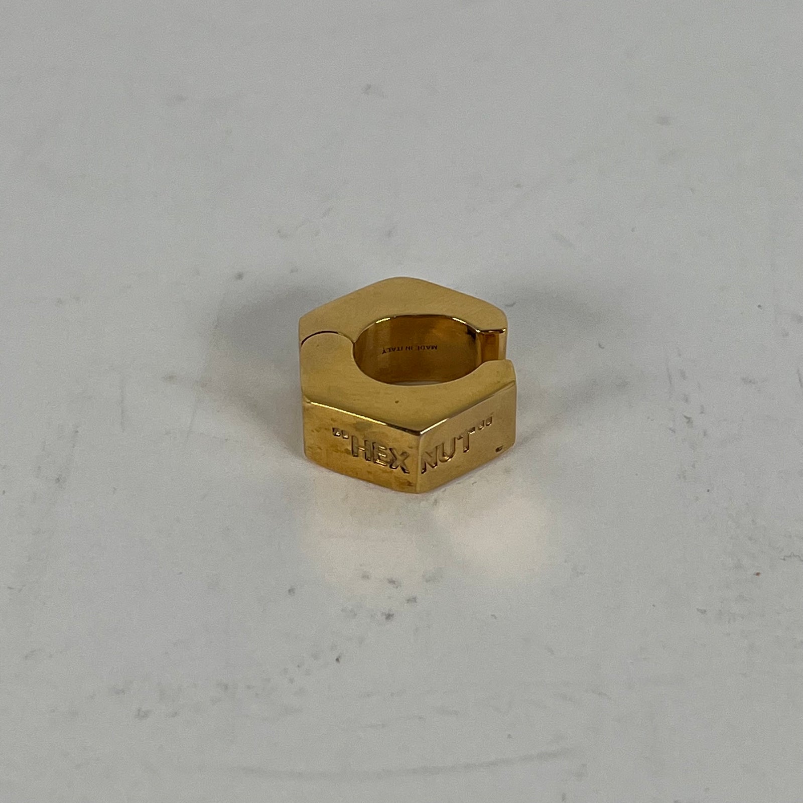 Off-White Gold Hex Nut Earring