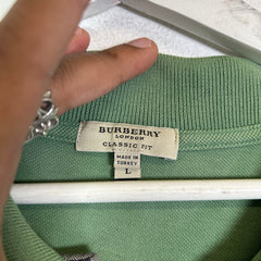 Burberry Green Logo Polo Size L