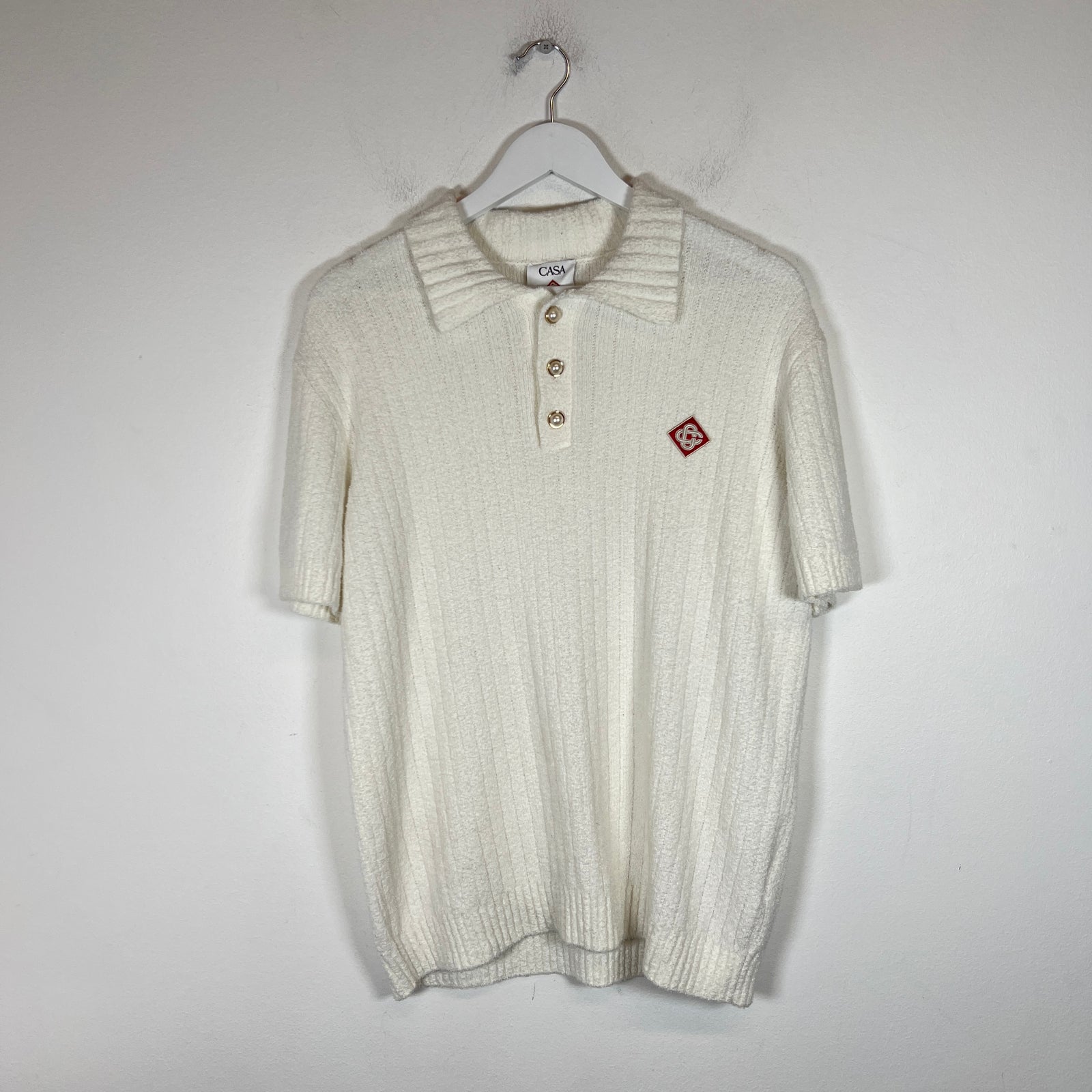 Casablanca White Knit Logo Polo Size XL