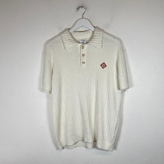 Casablanca White Knit Logo Polo Size XL