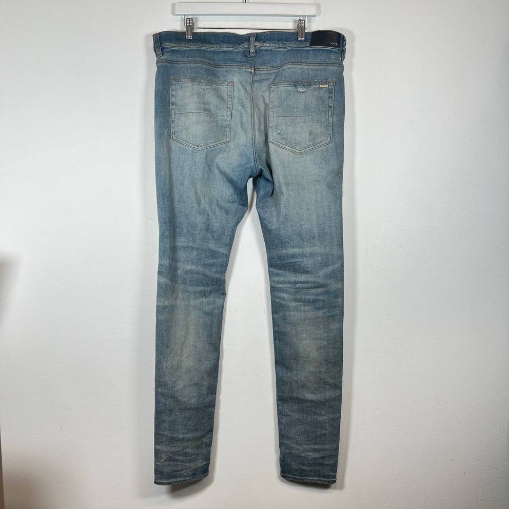 Amiri Lightwash MX1 Cracked Orange Patch Jeans Size 38