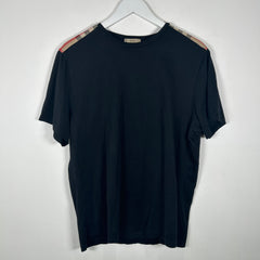 Burberry Black Plaid Shoulder T-Shirt Size XL