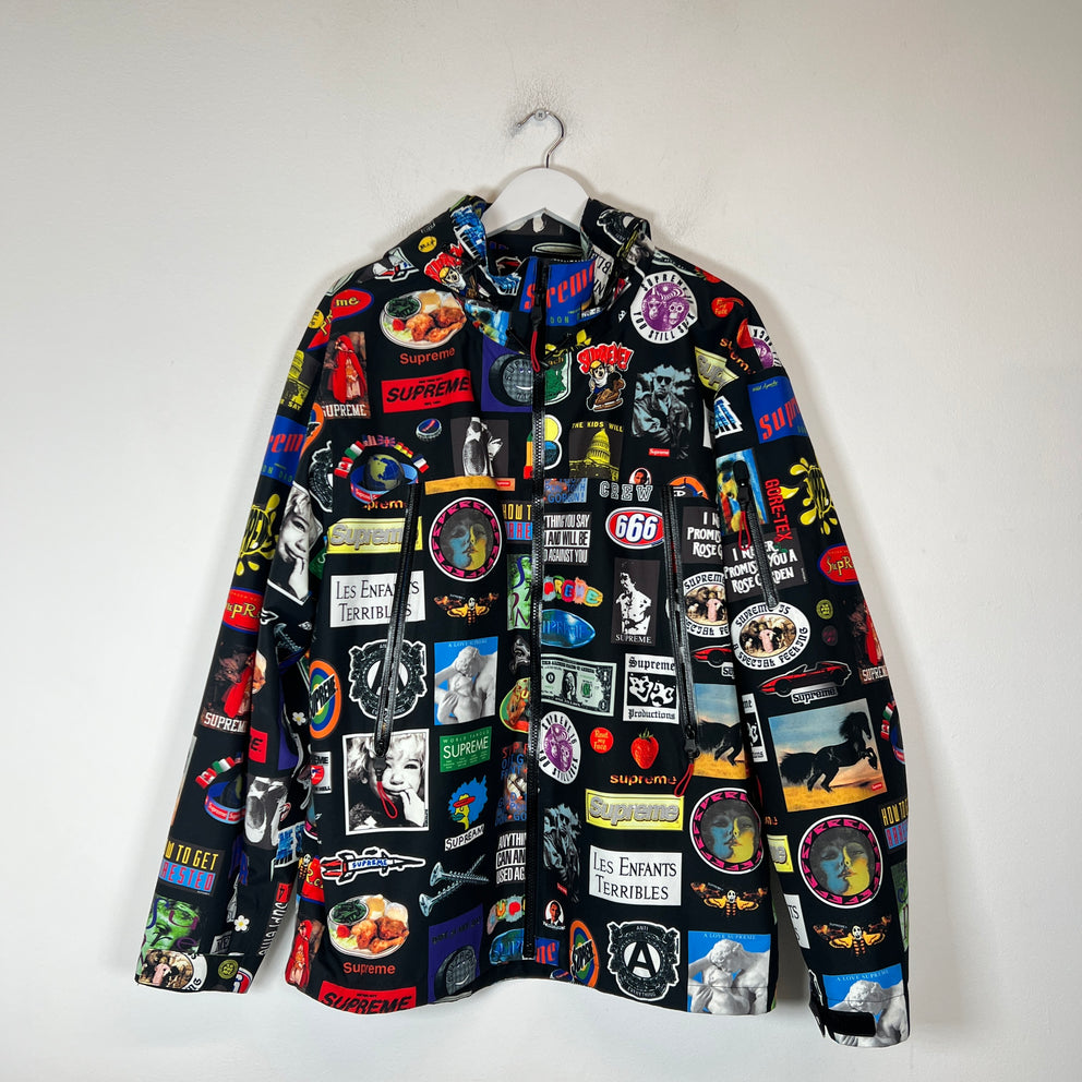 Supreme GORE-TEX SS21 Black Stickers Shell Jacket Size L