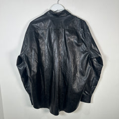 Our Legacy Black Faux Leather Button-Up Shirt Size L
